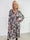 Pams Aroma Midi L/S - Elastisk kjole i blomsterprint med elegante gulddetaljer