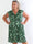 Pams Butterfly Sleeveless Short - Elastisk plus size klänning med fjärilstryck och smock i midjan
