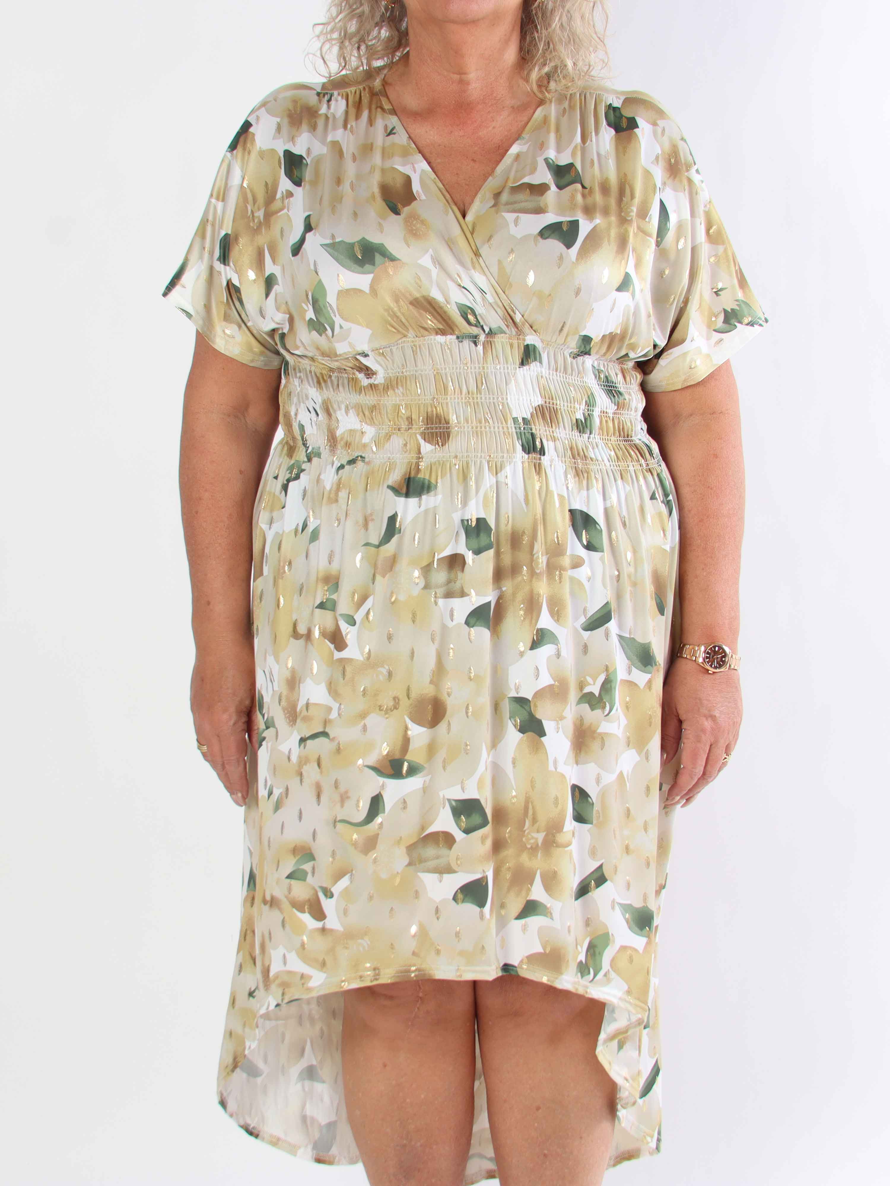 Pams Sweet Flower High-low - Elastisk plus size klänning med blomstermönster