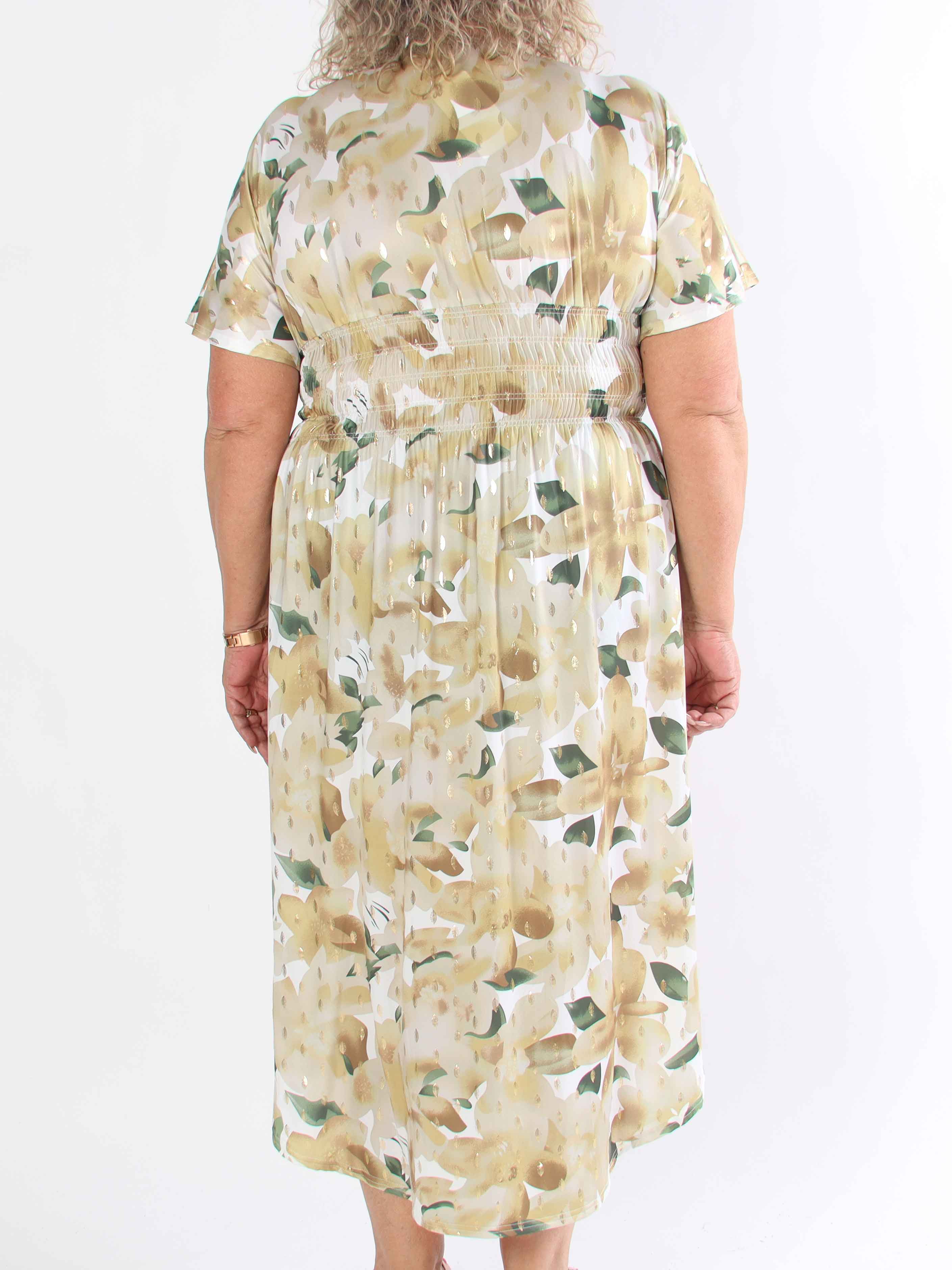 Pams Sweet Flower High-low - Elastisk plus size klänning med blomstermönster