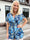 Pams Flower Shirt - Elastisk bluse med fine blomster og guld detaljer
