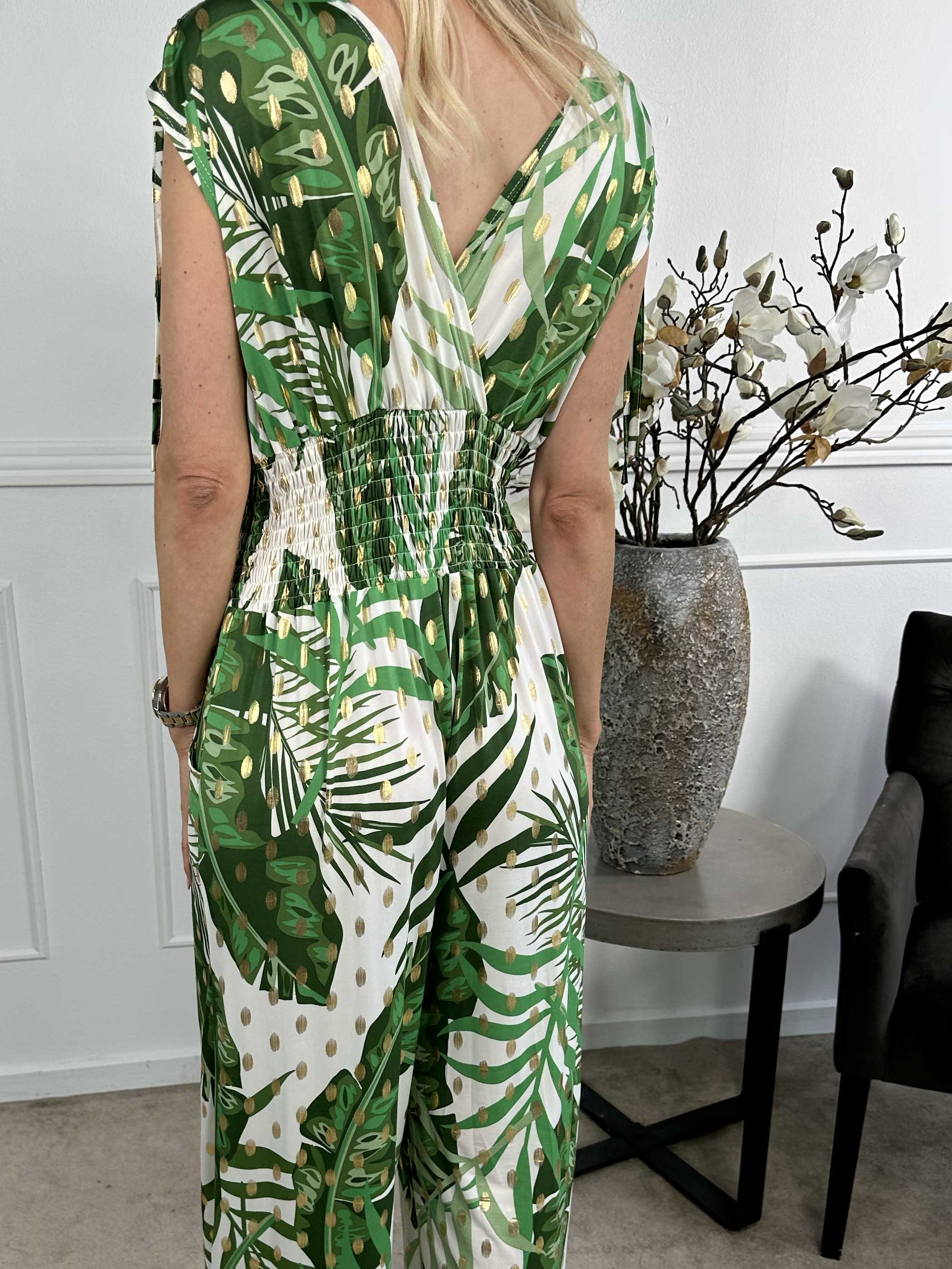 Pams Forest Jumpsuit N/S - Jumpsuit med resår och bladmönster