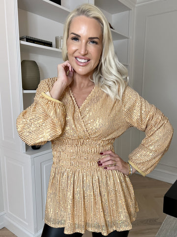 Pams Glitter Shirt L/S - Blus med paljetter och långa ärmar