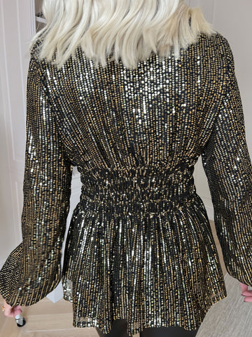 Pams Glitter Shirt L/S - Blus med paljetter och långa ärmar