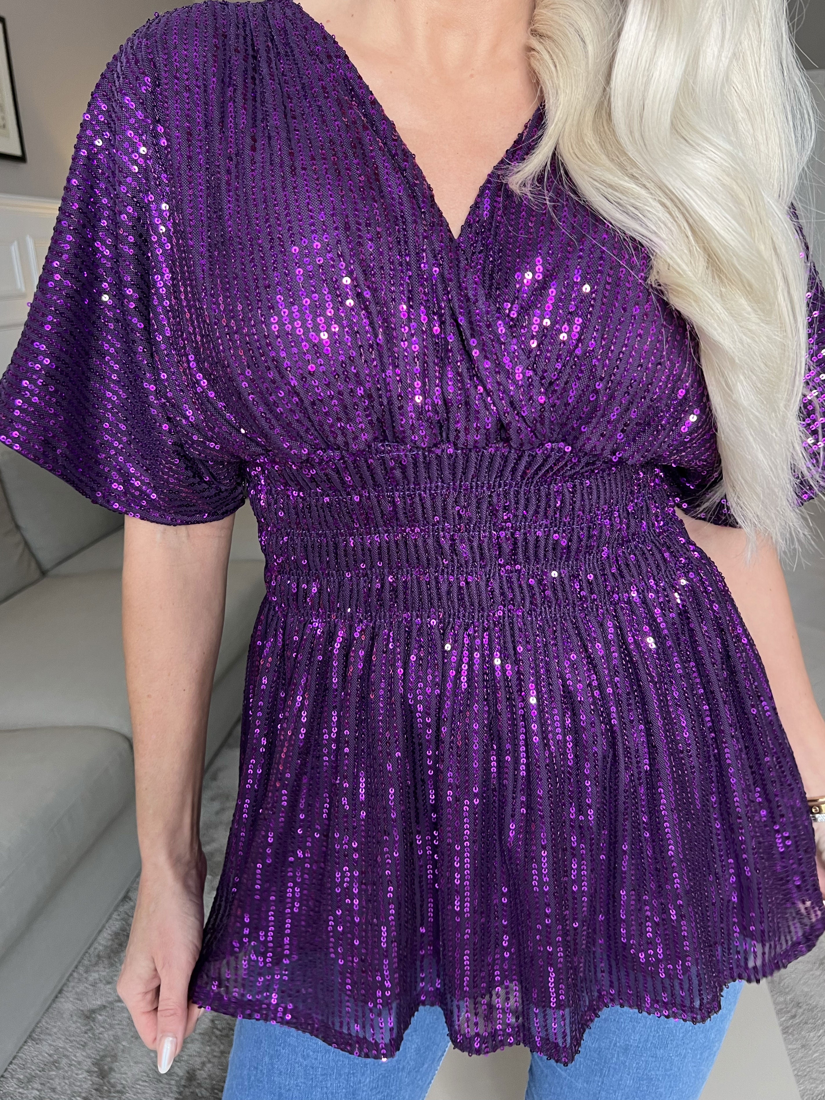 Pams Glitter Shirt - Söt tunika med smock och paljetter