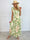 Pams Leaf Gold Sleeveless - Lång elastisk klänning med sött bladmönster