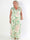 Pams Leaf Gold Sleeveless - Lång elastisk plus size klänning med sött bladmönster