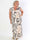 Pams Leaf Gold Sleeveless - Lång elastisk plus size klänning med sött bladmönster
