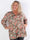 Pams Rose Shirt L/S - Elastisk plus size blus i skrynkelfritt tyg med rosor