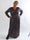 Pams Speckle L/S - Plus size kjole med farverigt mønster og elegante gulddetaljer