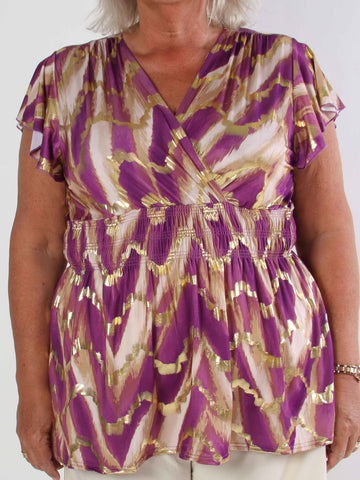 Pams Wave Shirt - Söt plus size tunika i fint mönster med resår