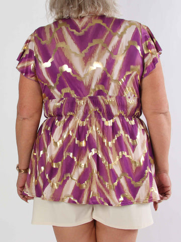Pams Wave Shirt - Söt plus size tunika i fint mönster med resår