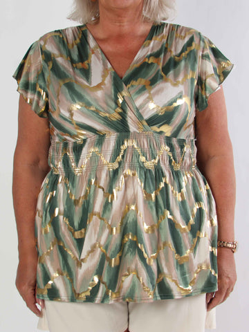 Pams Wave Shirt - Söt plus size tunika i fint mönster med resår