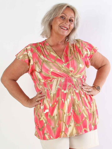 Pams Wave Shirt - Söt plus size tunika i fint mönster med resår