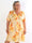 Pams Fleur Short - Plus size kjole med smock og japansk inspireret gulddetaljer