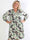 Pams Flora Short L/S - Plus size kjole i krølfrit stof med lange ærmer