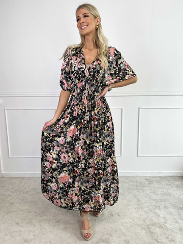 Pams Flower Viscose - Klänning nu i viskos med blomstermönster och smock