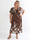 Pams Gilded Midi - Plus size kjole med blomsterprint og guld blade