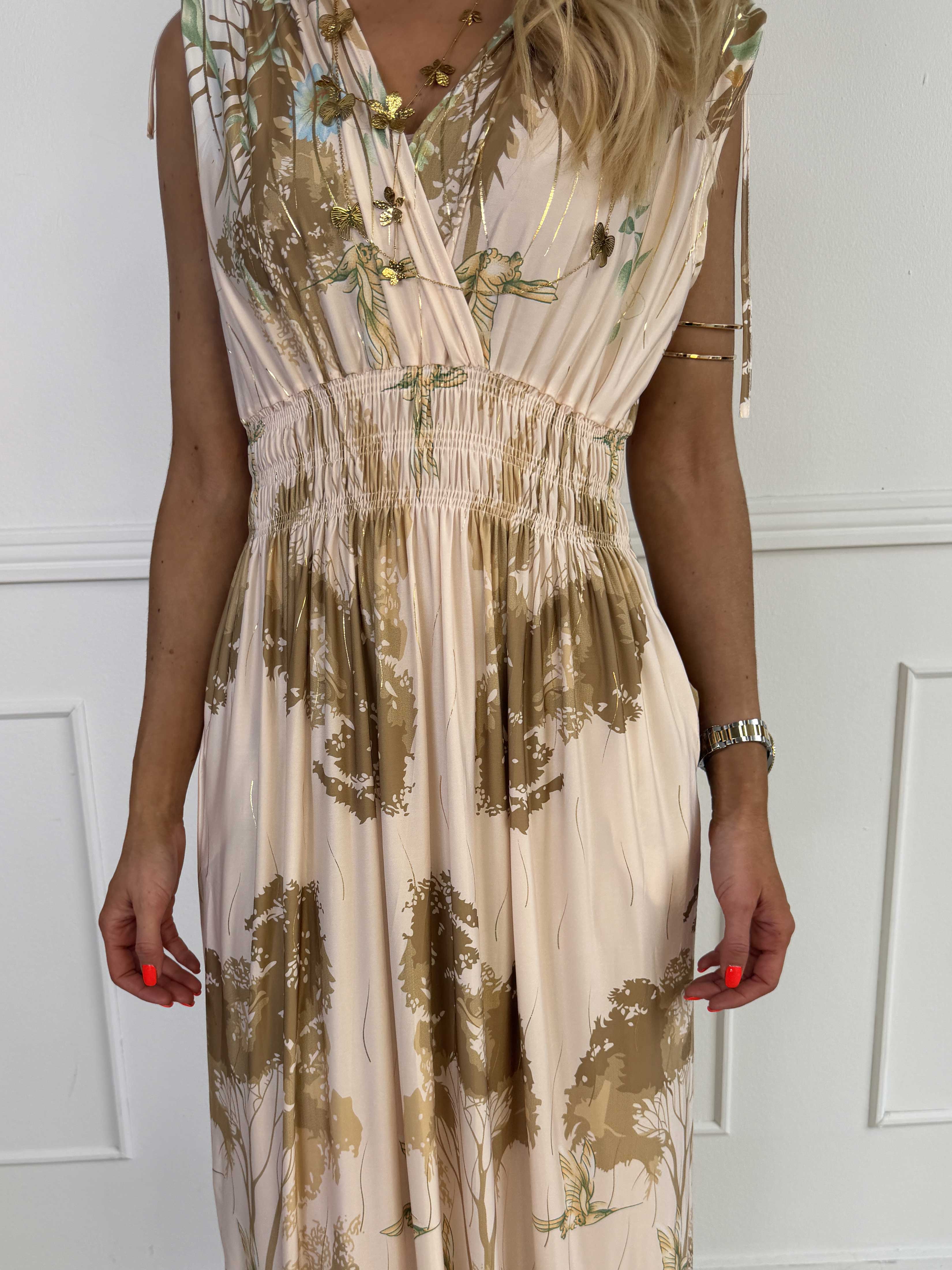 Pams Hummingbird Sleeveless - Elastisk kjole med blomster og fugle motiver