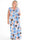 Pams Leaf Sleeveless - Plus size-klänning med bladmotiv och smockad midja