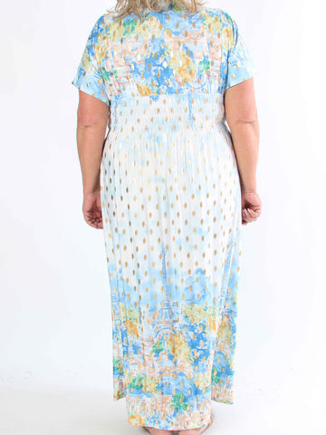 Pams Paris - Lång stretchig plus size-klänning med guldnitar