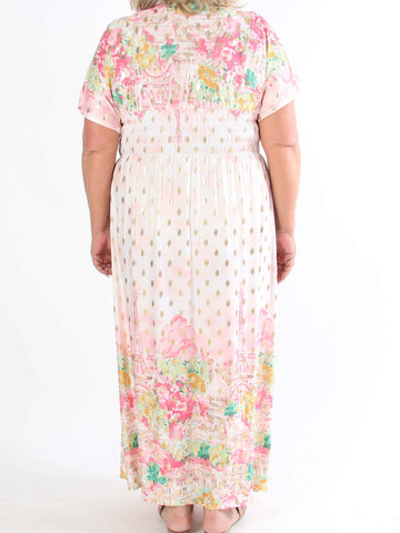 Pams Paris - Lång stretchig plus size-klänning med guldnitar