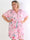 Pams Rosette Short - Plus size kjole med fine blomster og guld detaljer