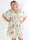 Pams Rosette Short - Plus size kjole med fine blomster og guld detaljer