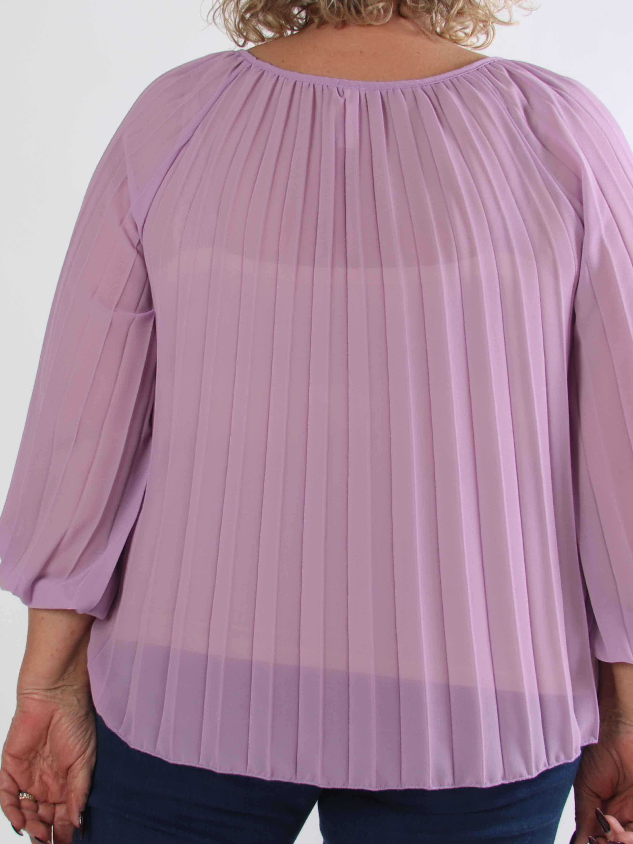 Philippa Shirt - Sød plisseret plus size tunika i semi-transparent chiffon