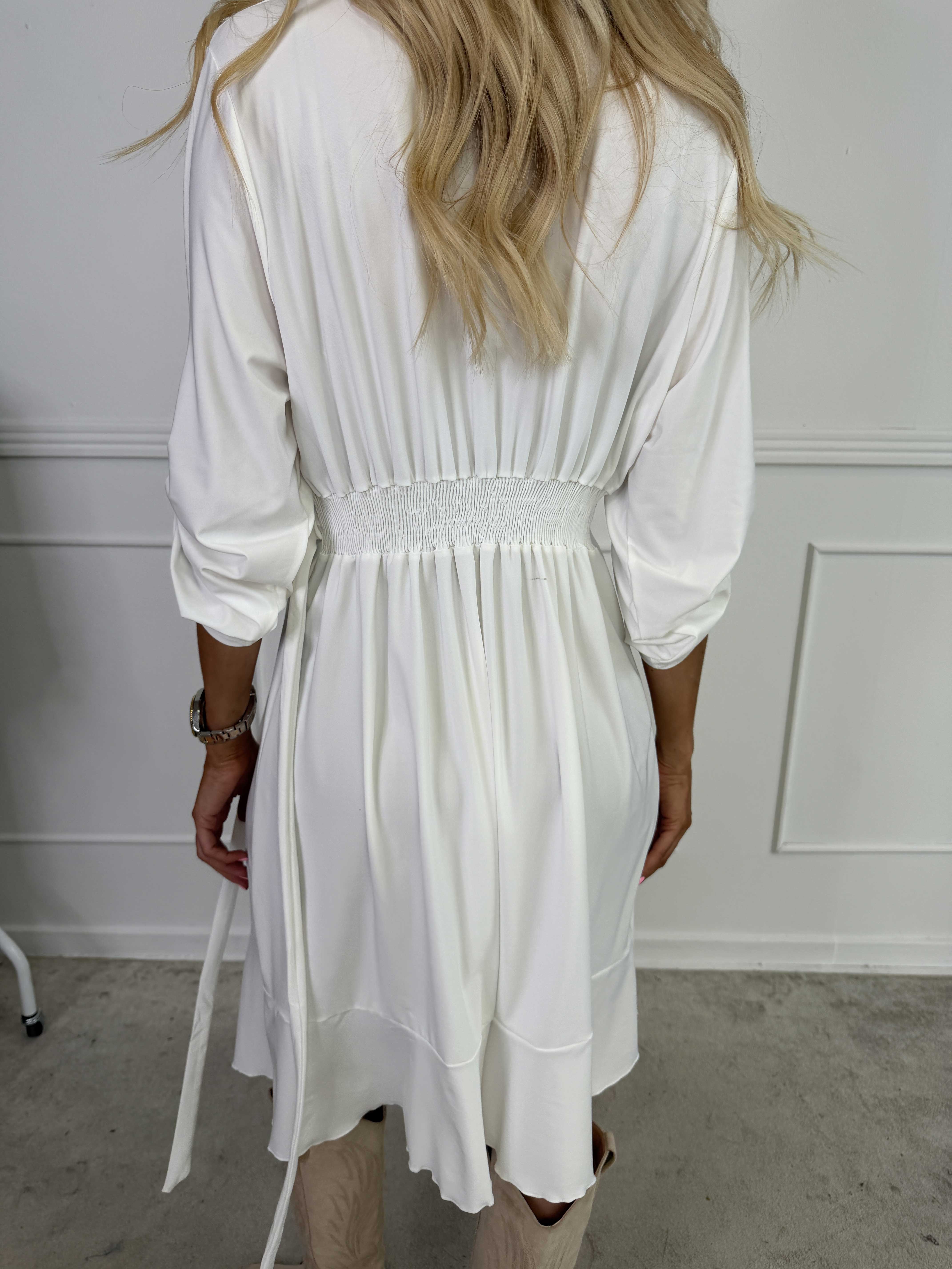 Savina Plain - Stretchig långärmad omlottklänning