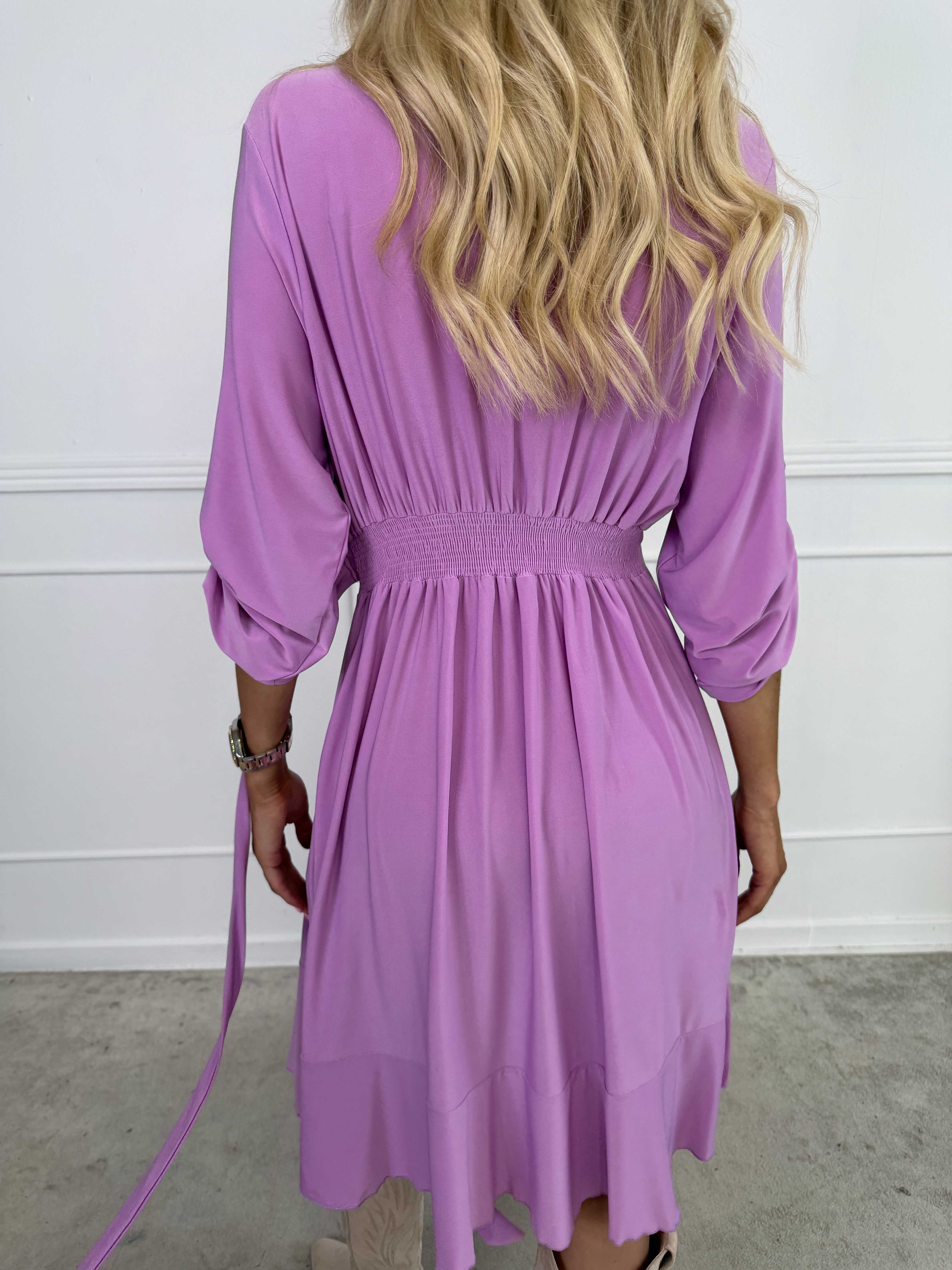 Savina Plain - Stretchig långärmad omlottklänning