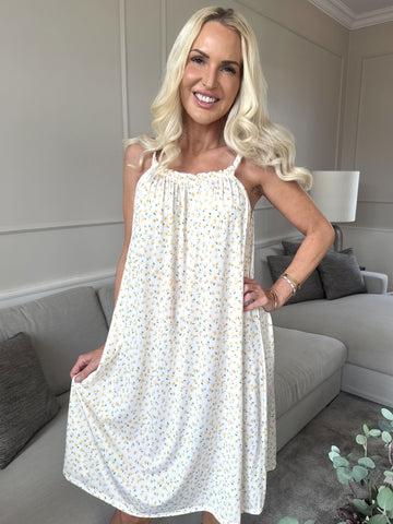SunLove Small Flower - Klänning med elastiskt band och blommigt tryck