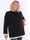 Violet - Stickad blus i plus size med färgad kant