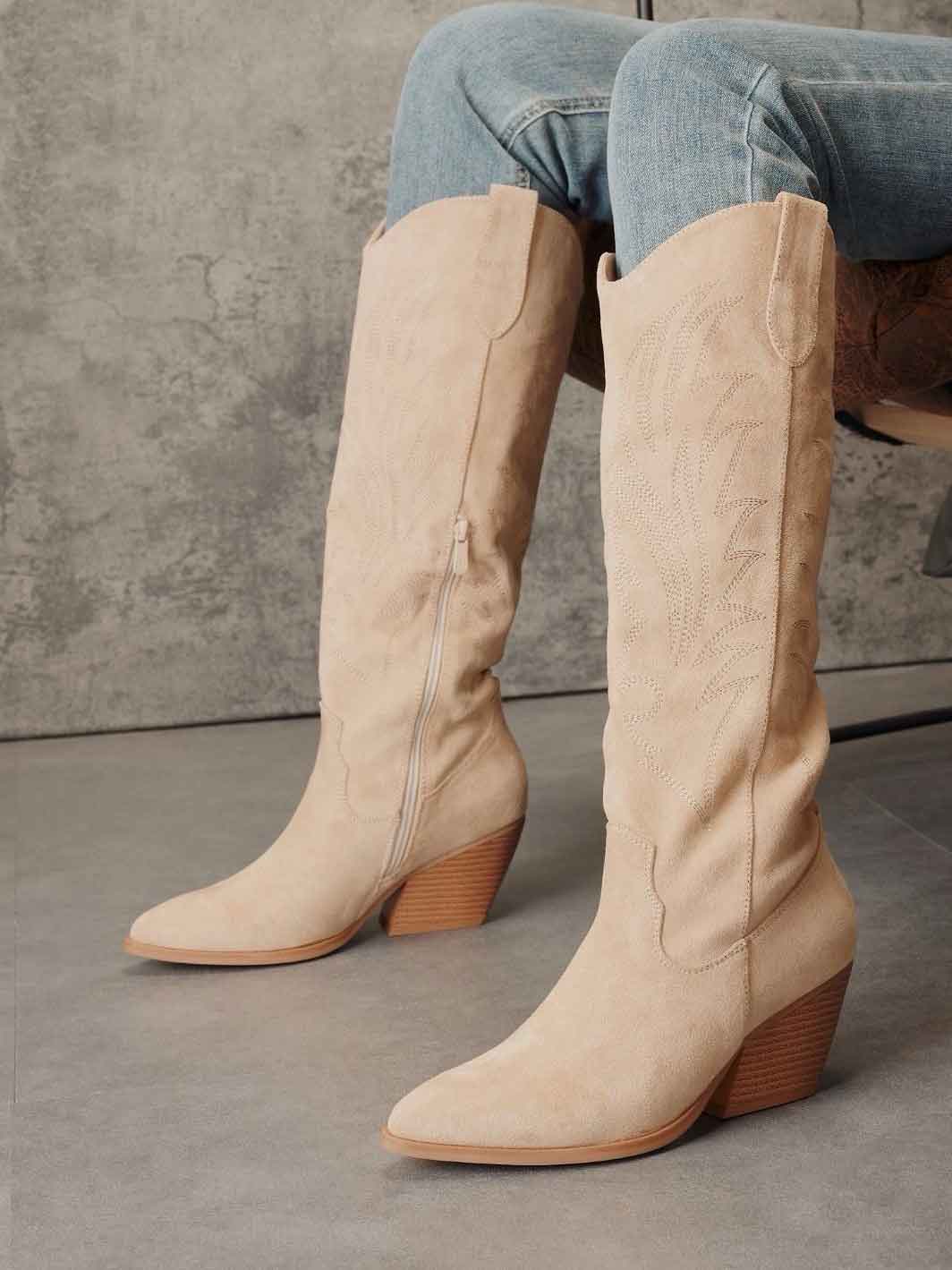 Castor - Langskaftede cowboystøvler i ruskindslook