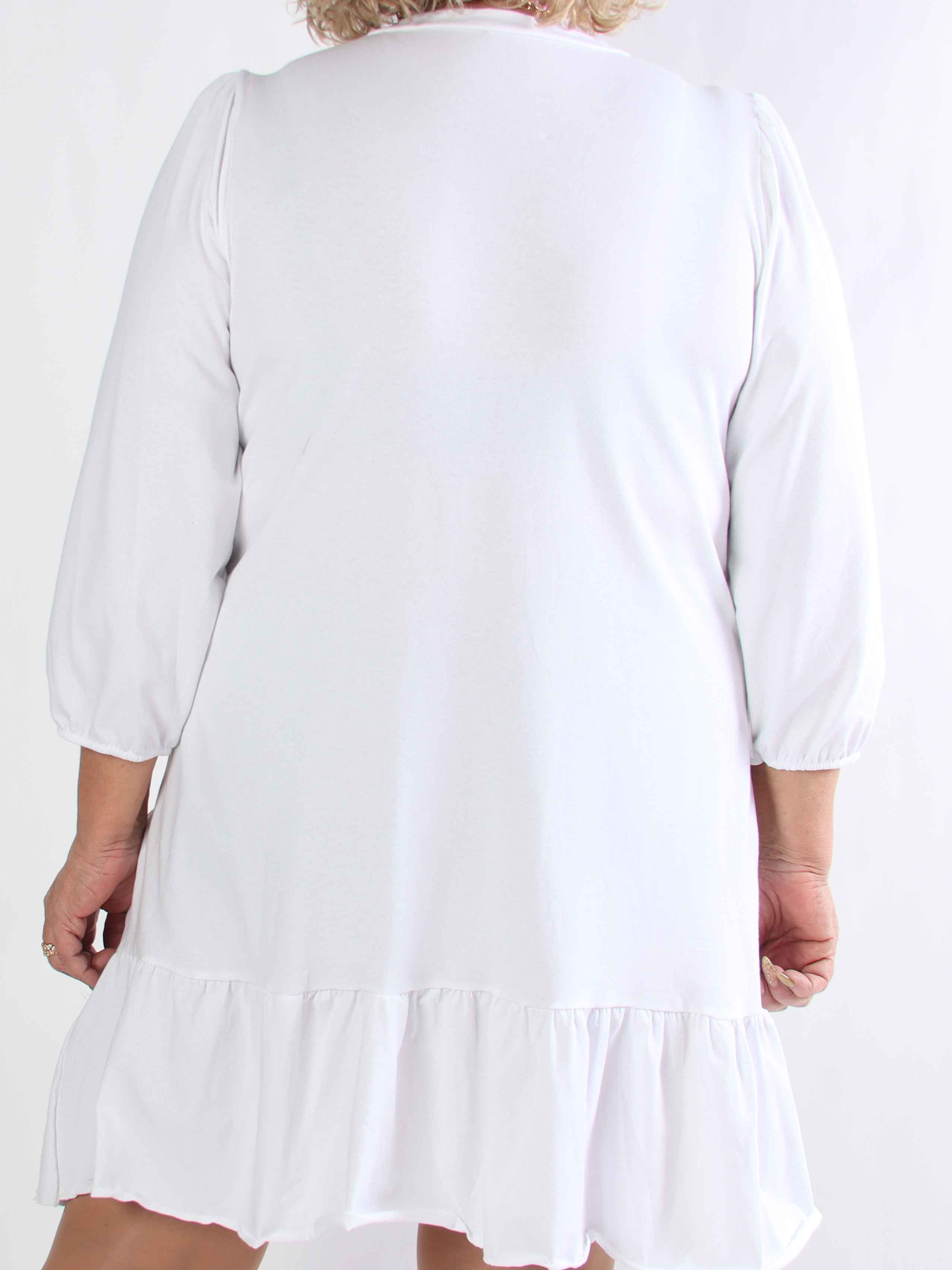 Zafira - Plus size joggingkjole i bomuld med sød flæsekant