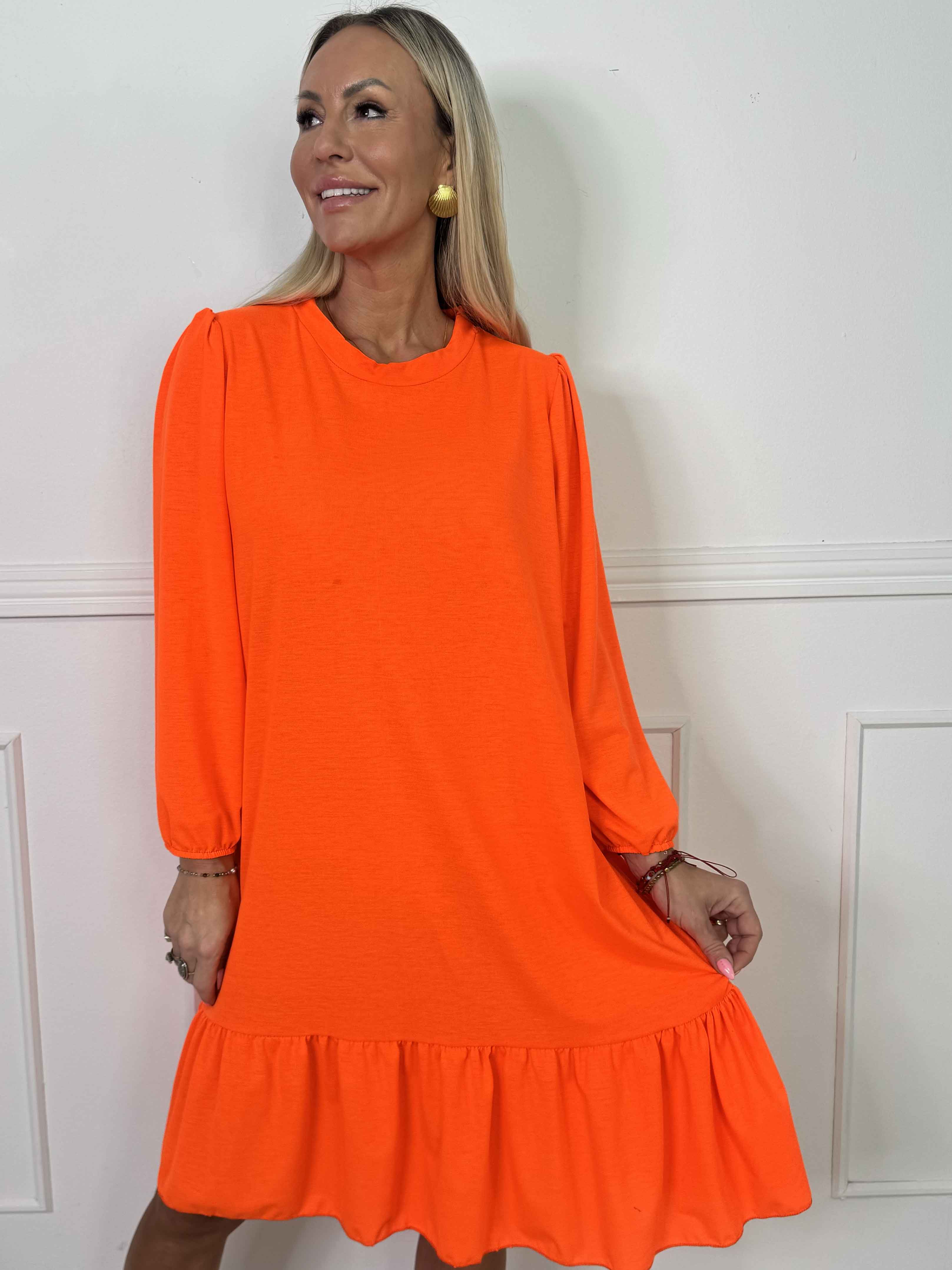 Zafira - Joggingkjole i bomuld med sød flæsekant