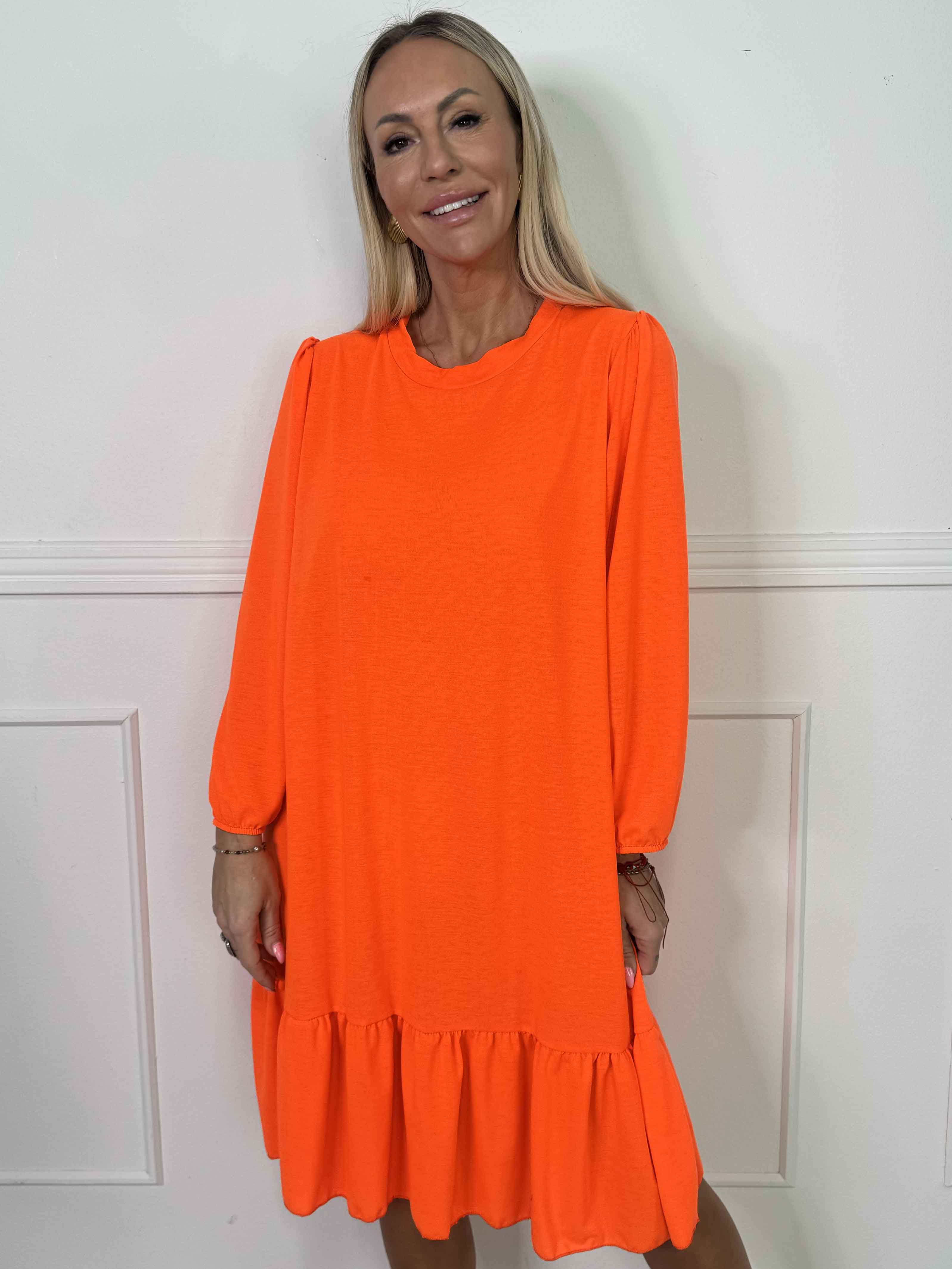 Zafira - Joggingkjole i bomuld med sød flæsekant