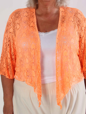 Cassiopea - Let plus size cardigan i viskose med hulmønster