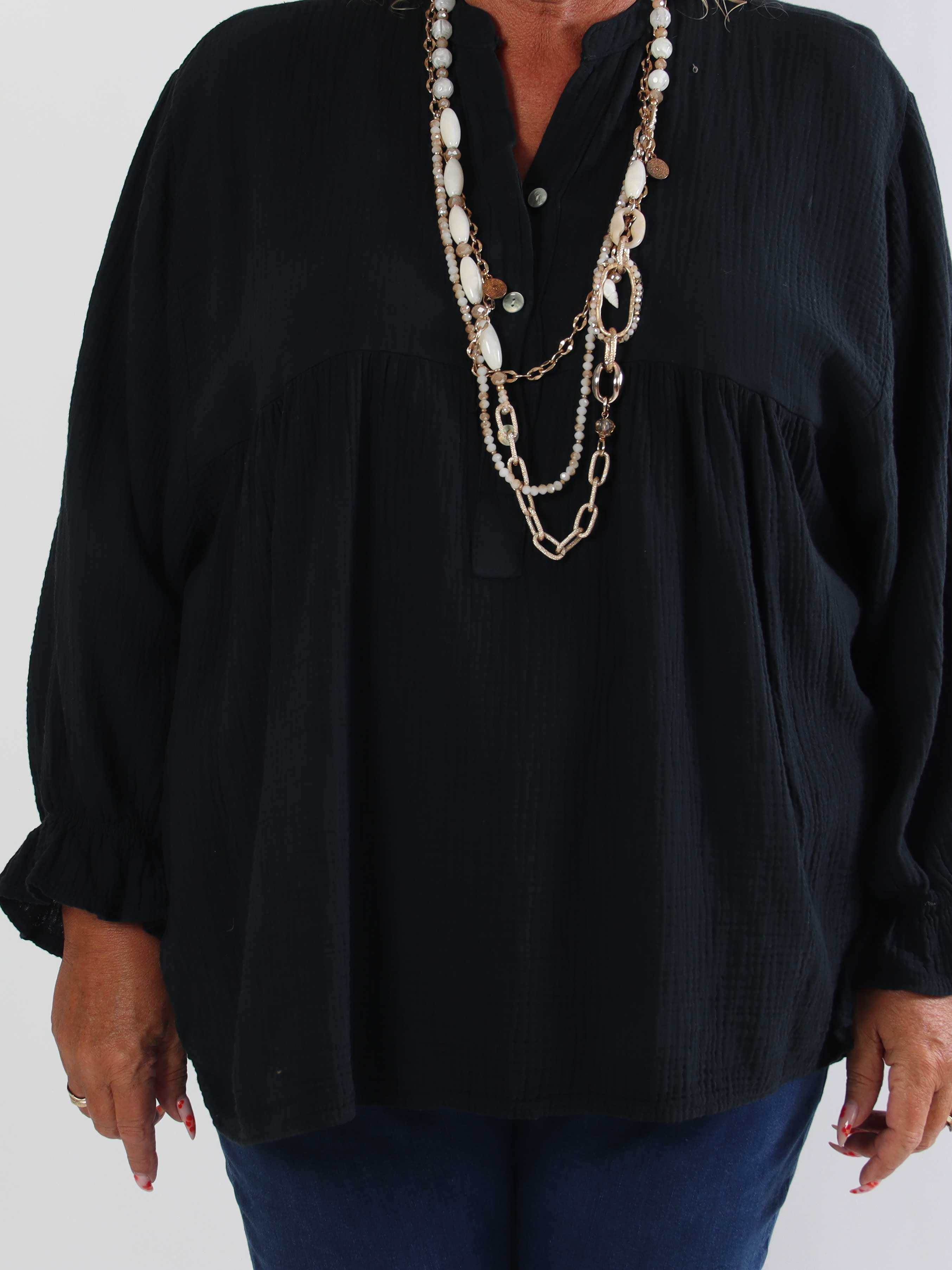 Diva Plain – Enfärgad plus size tunika i mjuk bomullsmuslin