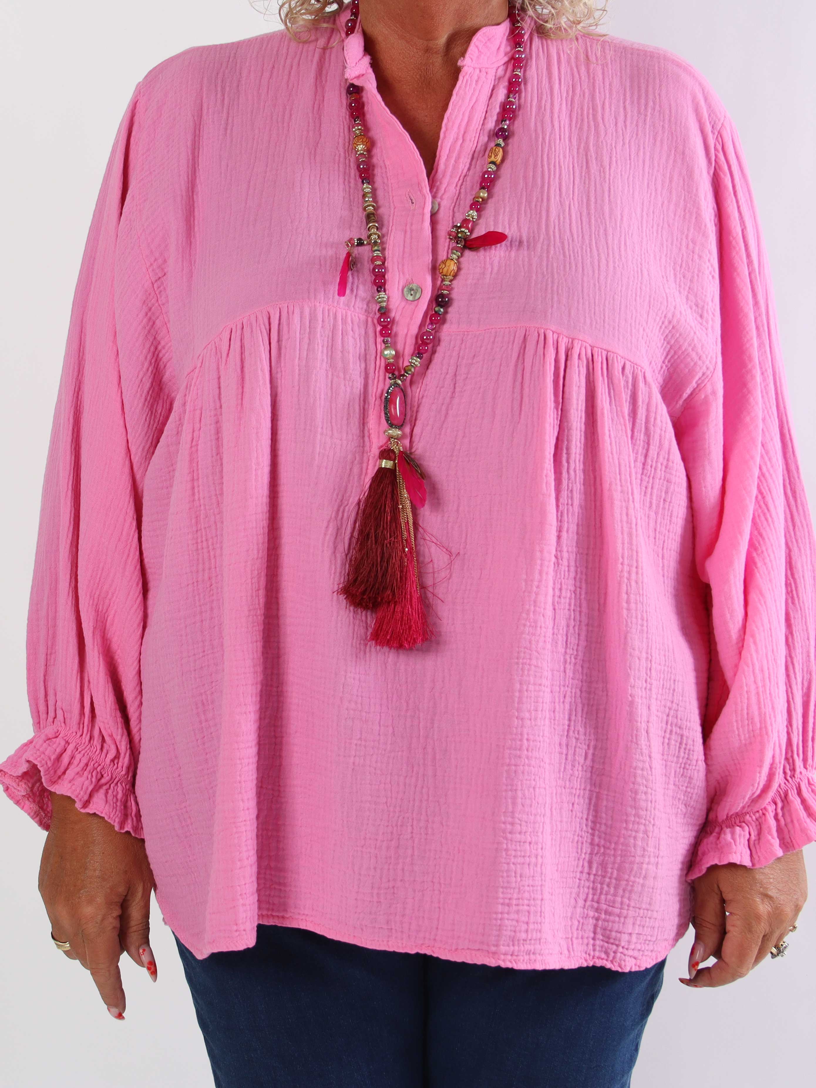 Diva Plain – Enfärgad plus size tunika i mjuk bomullsmuslin