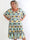 Elna Festive Midi - Plus size kjole i flerfarvet mønster, guld dutter og smock henover brystet