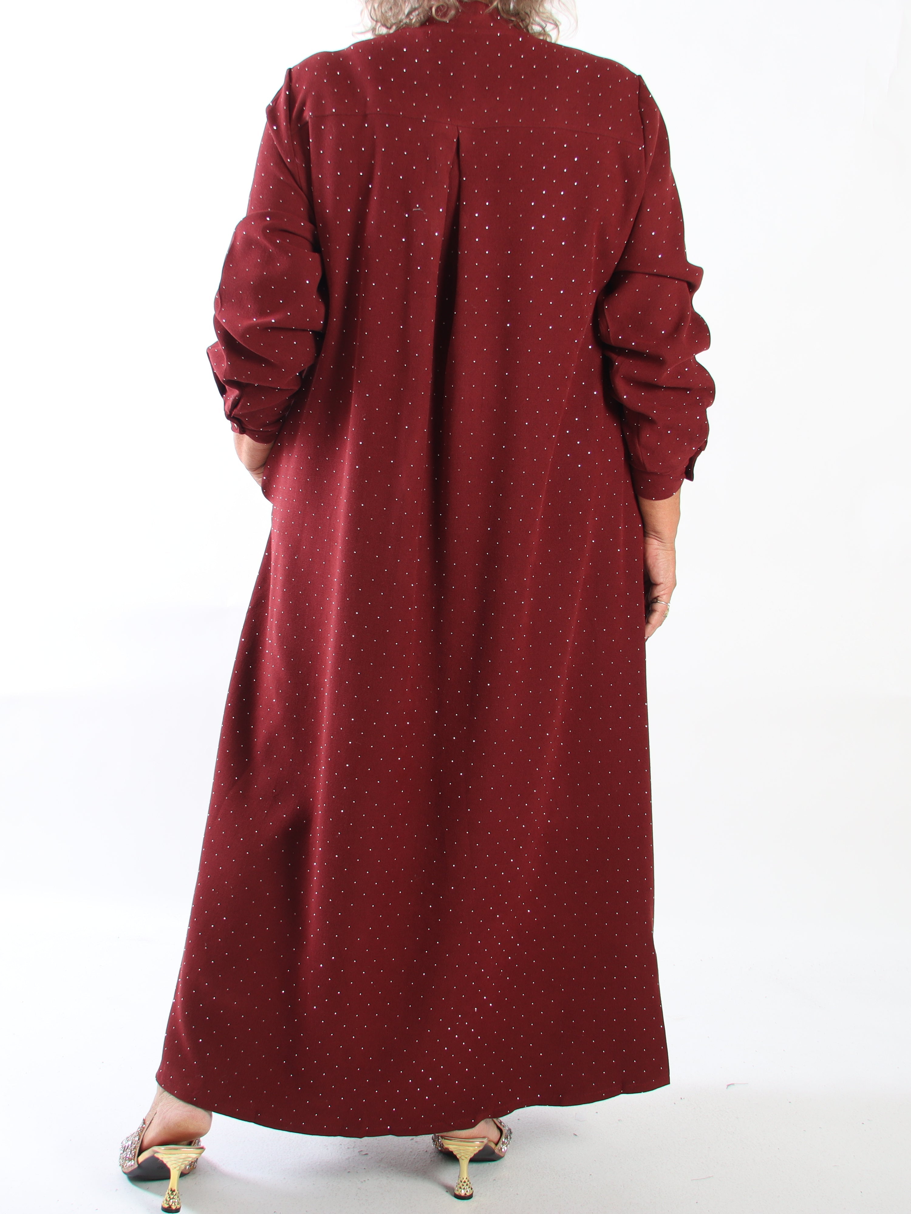 Margaux - Lång och elegant klänning i plus size i mjuk babysammet med fina, glittrande strass