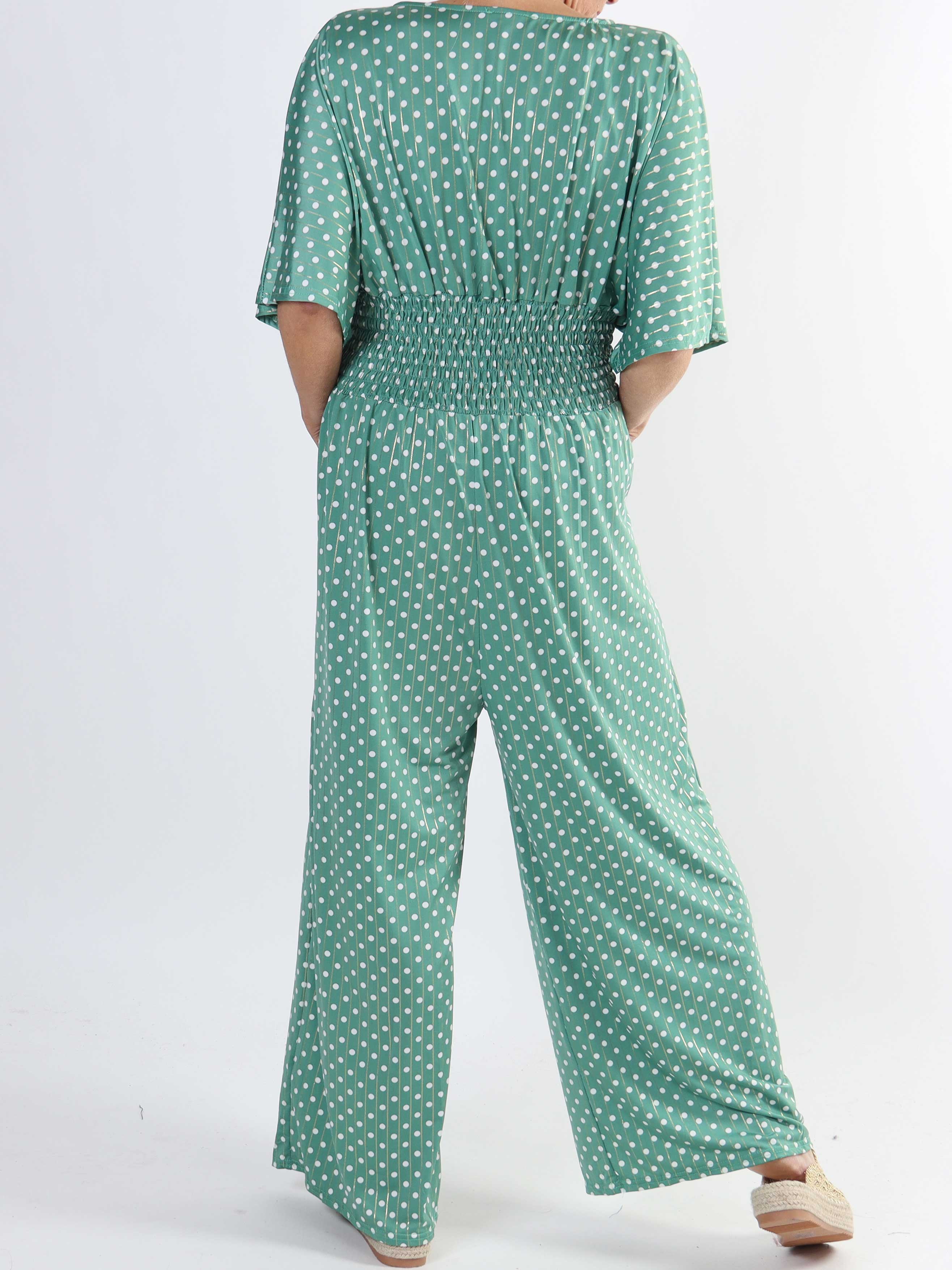 Pams Dot Jumpsuit - Jumpsuit med resår och prickar i stora storlekar