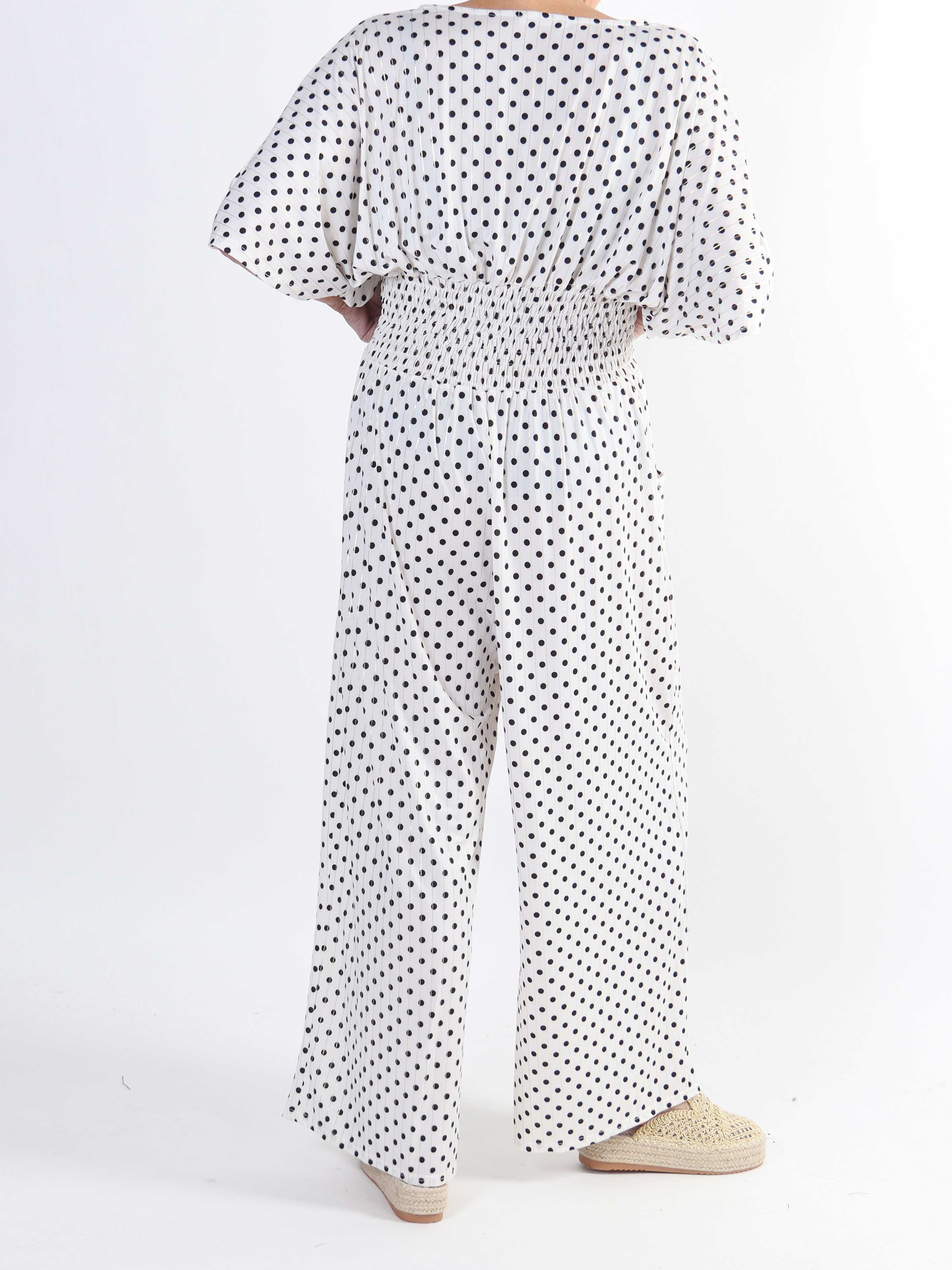 Pams Dot Jumpsuit - Jumpsuit med resår och prickar i stora storlekar - Green