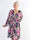 Pams Flower Short L/S - Elastisk mönstrad plus size-klänning i skrynkelfritt tyg