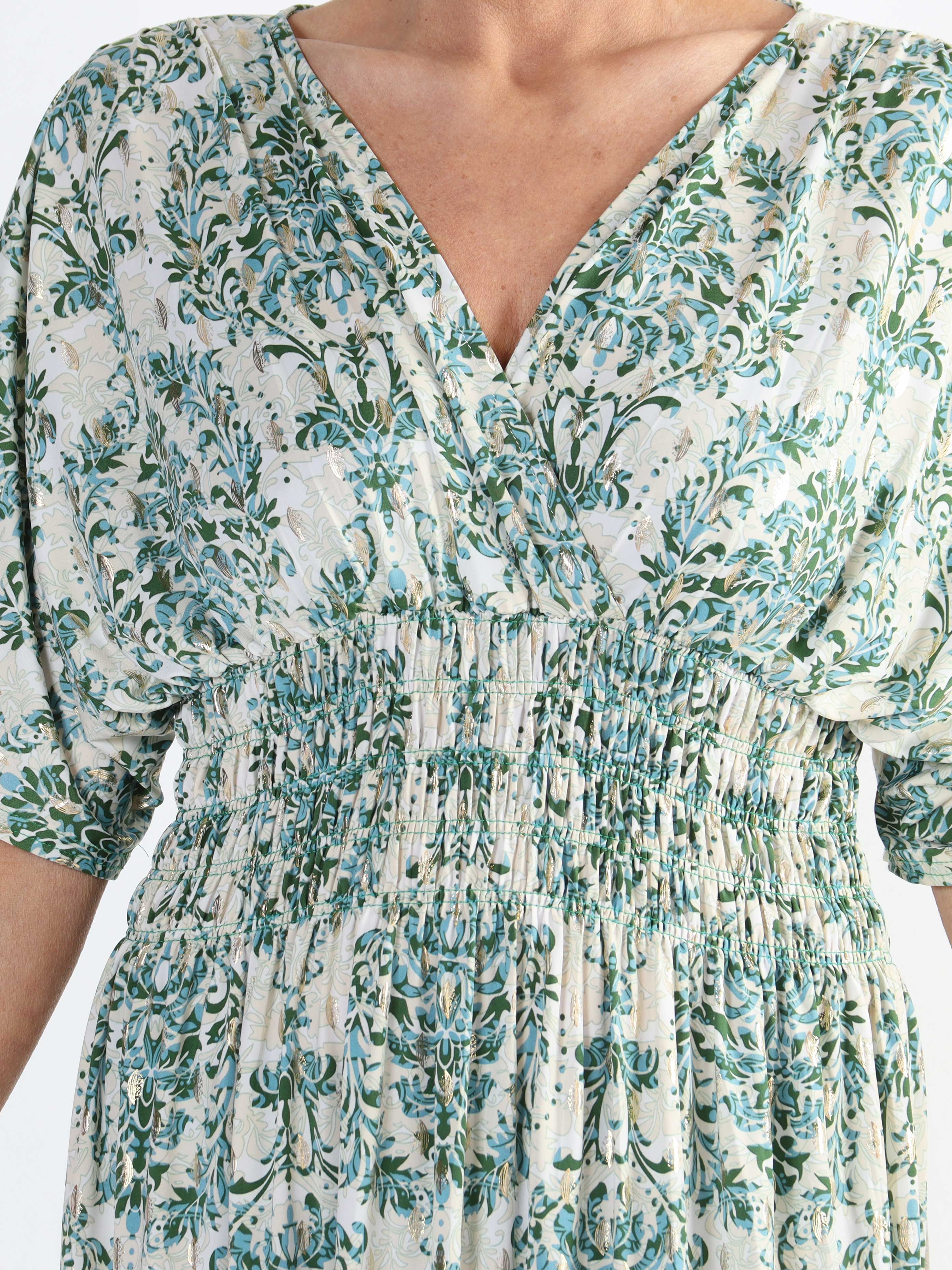 Pams Royal - Lång stretchig plus size-klänning i skrynkelfritt tyg