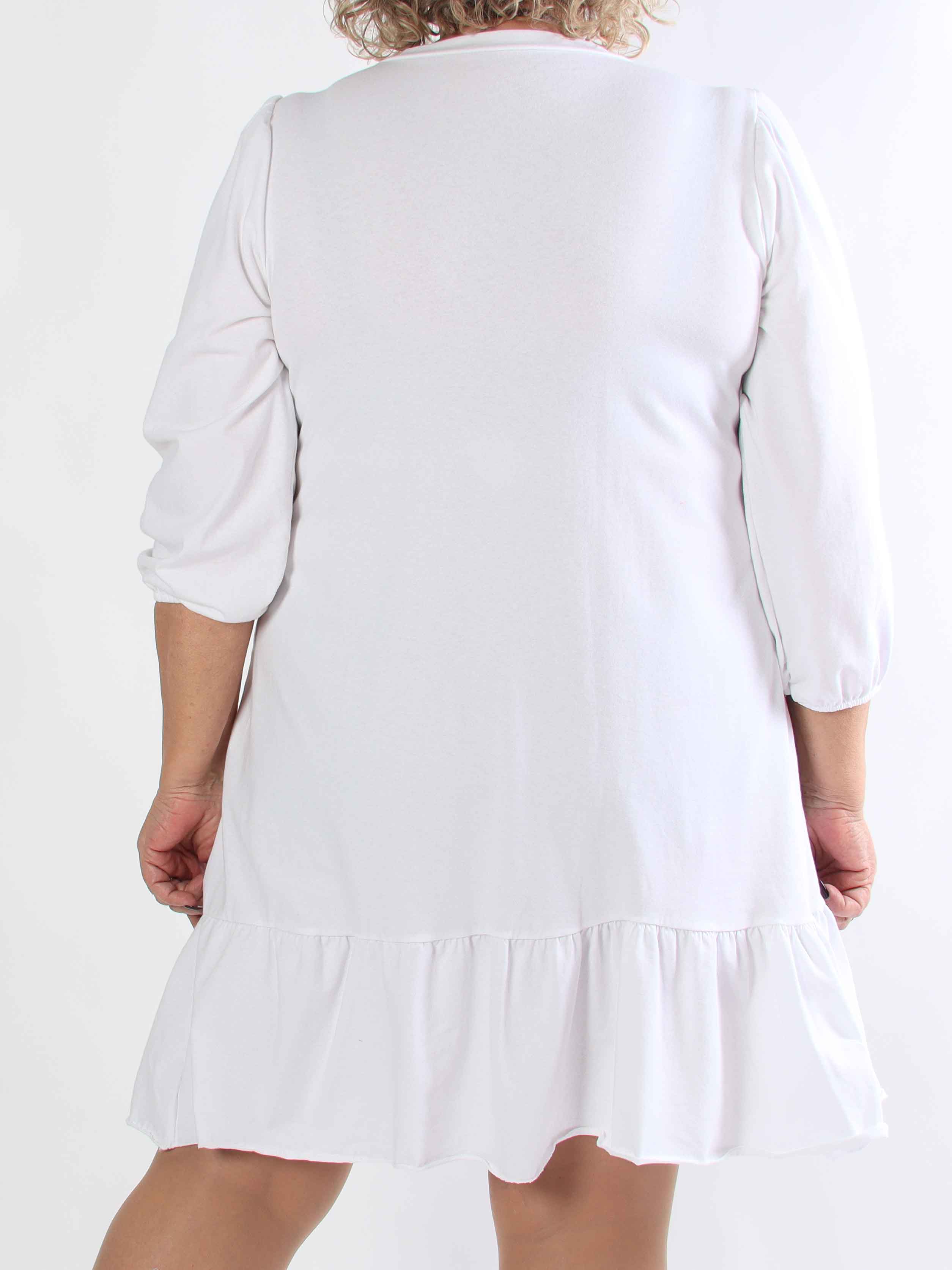 Zafira - Plus size joggingkjole i bomuld med sød flæsekant