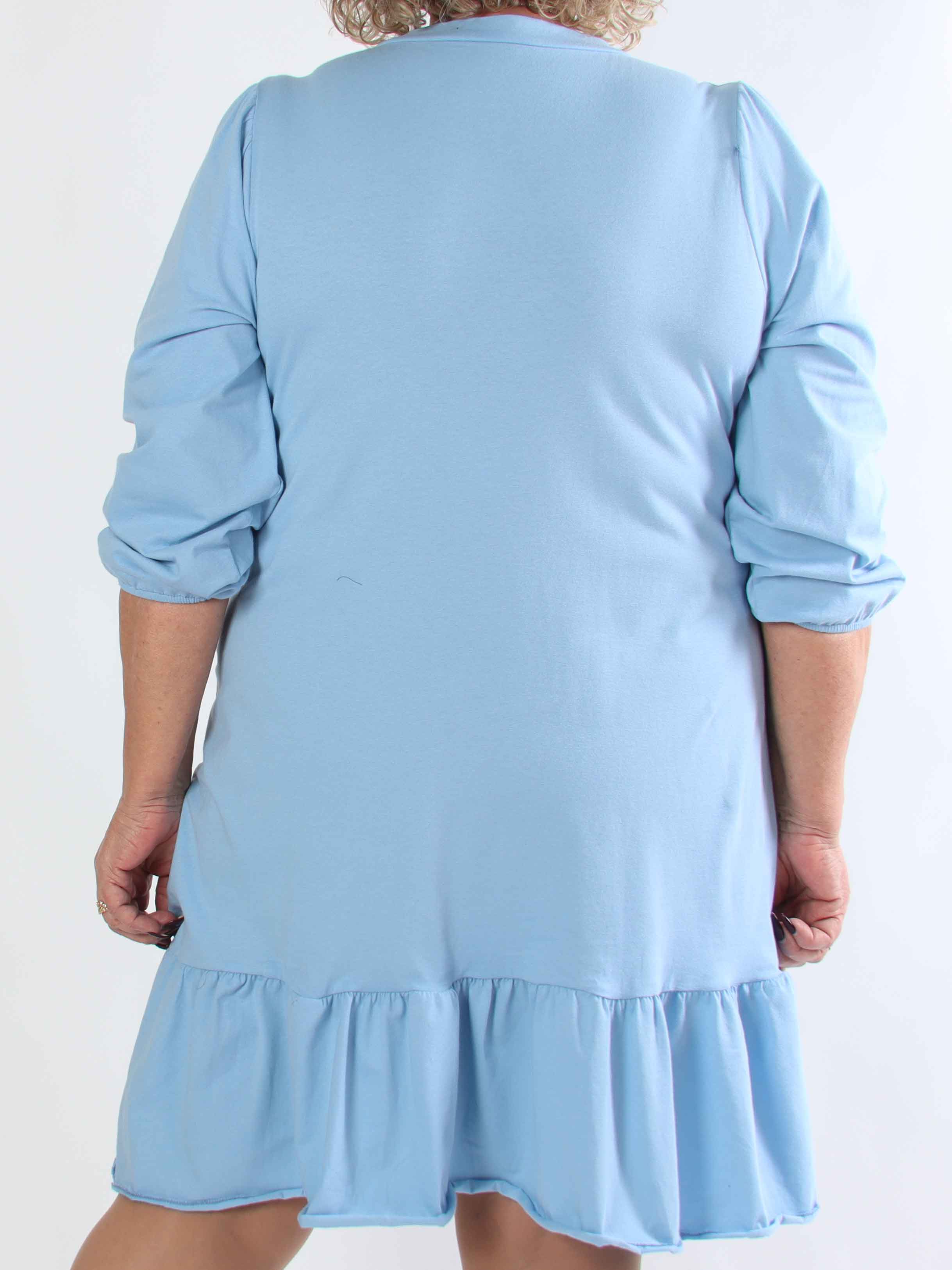 Zafira - Plus size joggingkjole i bomuld med sød flæsekant