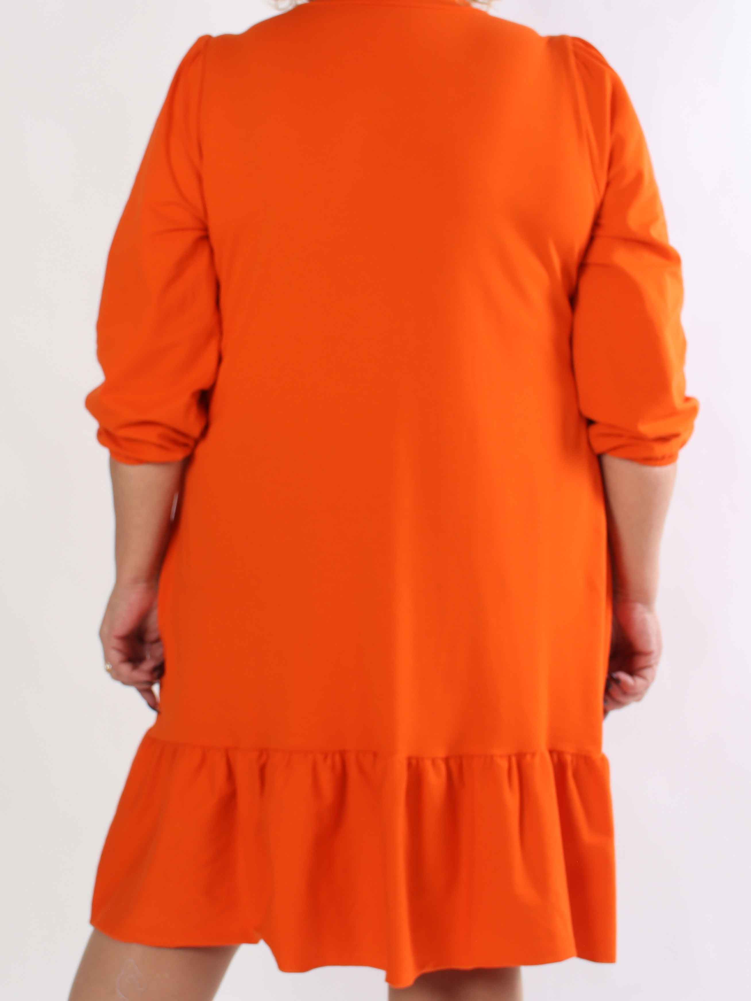 Zafira - Plus size joggingkjole i bomuld med sød flæsekant