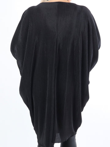 Elnora - Rillet plus size tunika med fladdermusärmar